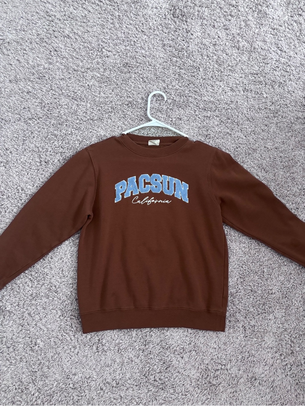 PacSun Brown Crewneck with Blue Logo